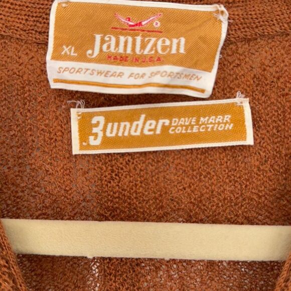 VTG 60s/70s Jantzen 3 Under Dave Marr Grandpa Cardigan burnt orange Sz XL - Picture 9 of 9